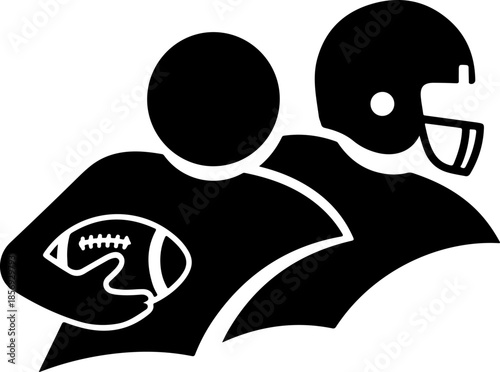 American Football Action Silhouette Icon Set