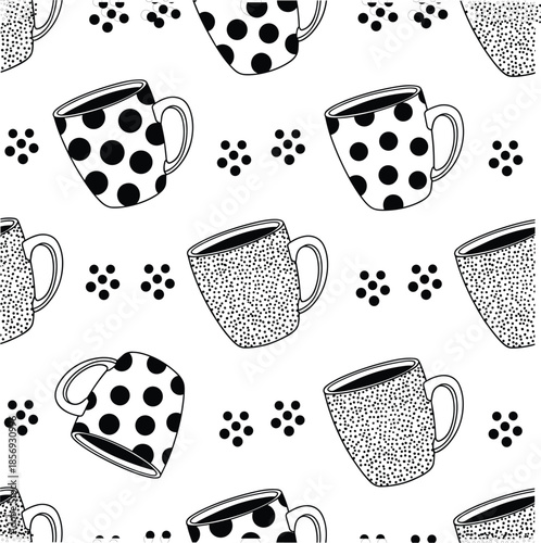 Black and white coffee mug pattern