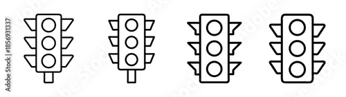 Traffic light line icons. road control symbols for safe driving.