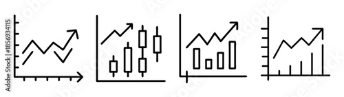 Outline charts illustrating business growth and data analysis