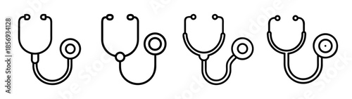 Stethoscope icons set for medical diagnosis and healthcare symbols