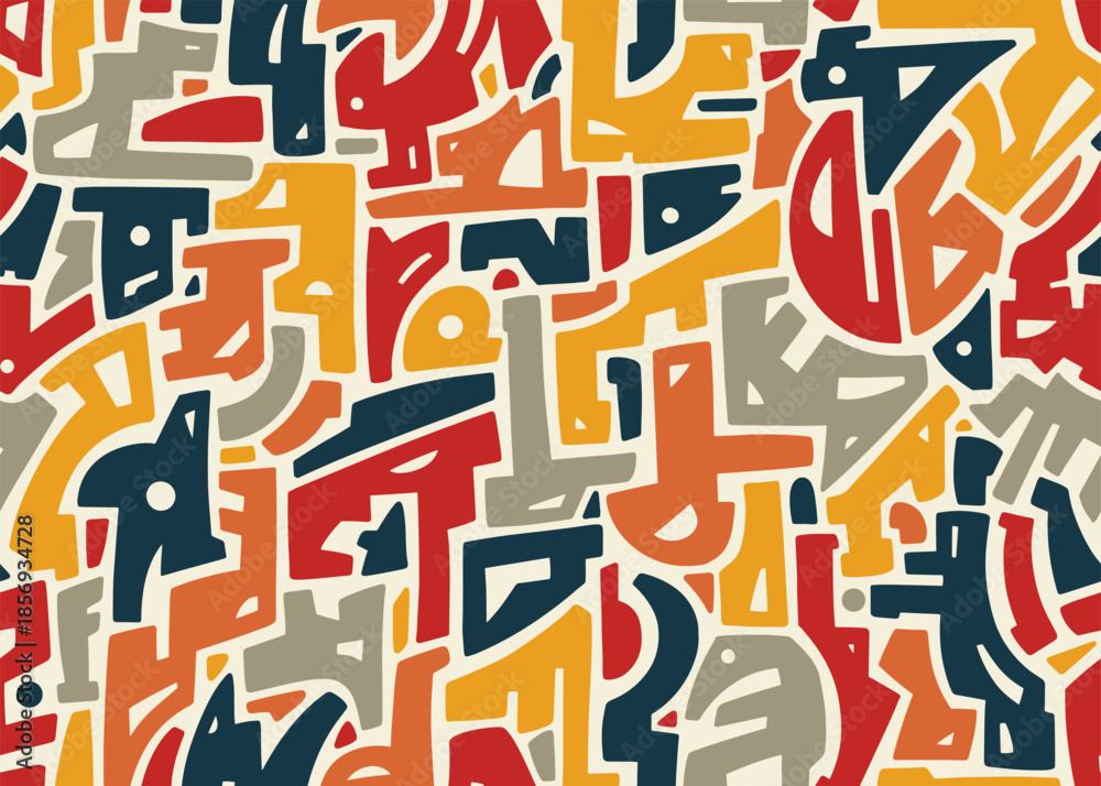 Fototapeta premium Abstract vintage hand drawn tribal geometric seamless pattern. Vector illustration surface pattern background. 