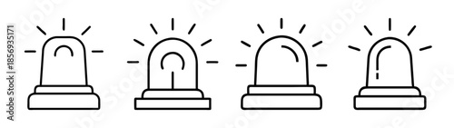 Siren alarm light icons. emergency warning symbol vector set.