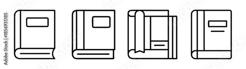 Minimalist outline book icons set for education and knowledge