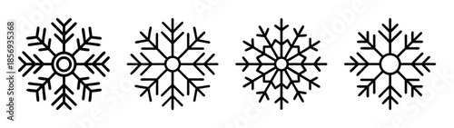Set of diverse outline snowflake icons for winter design elements