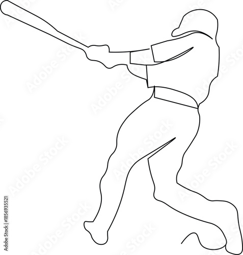 Baseball batsman one line. Continous one line basball boy. Boy playing baseball single line art. Baseball bat. Vector illustration with editable stroke.
