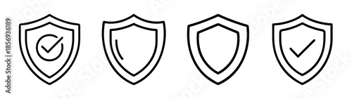 Shield icons set for security, protection, and trust concepts.