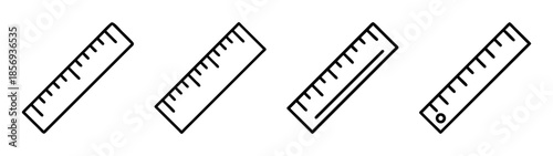 Ruler line icon set; measurement, precision, education tool kit