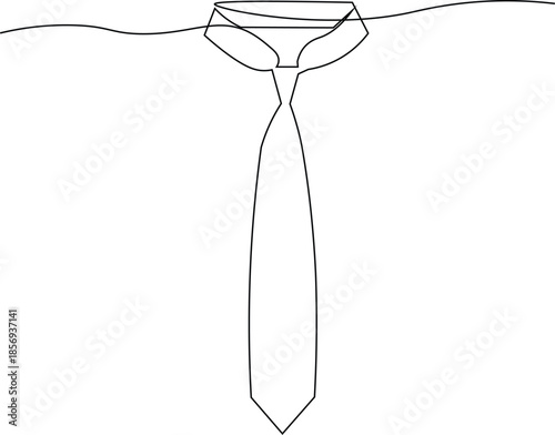 Continous one line drawing of Neck tie. Neck tie for buisness puposes single line art. One line art Tie vector with editable stroke.