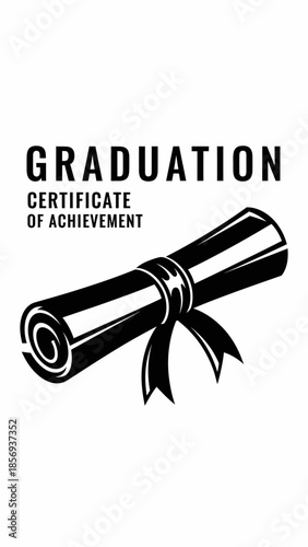Graduation Certificate Rolled with Ribbon.