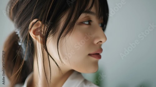 Wallpaper Mural スマホで電話をする日本人女性 Torontodigital.ca