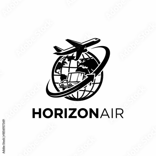 Horizon Air Logo Design with Airplane Globe.