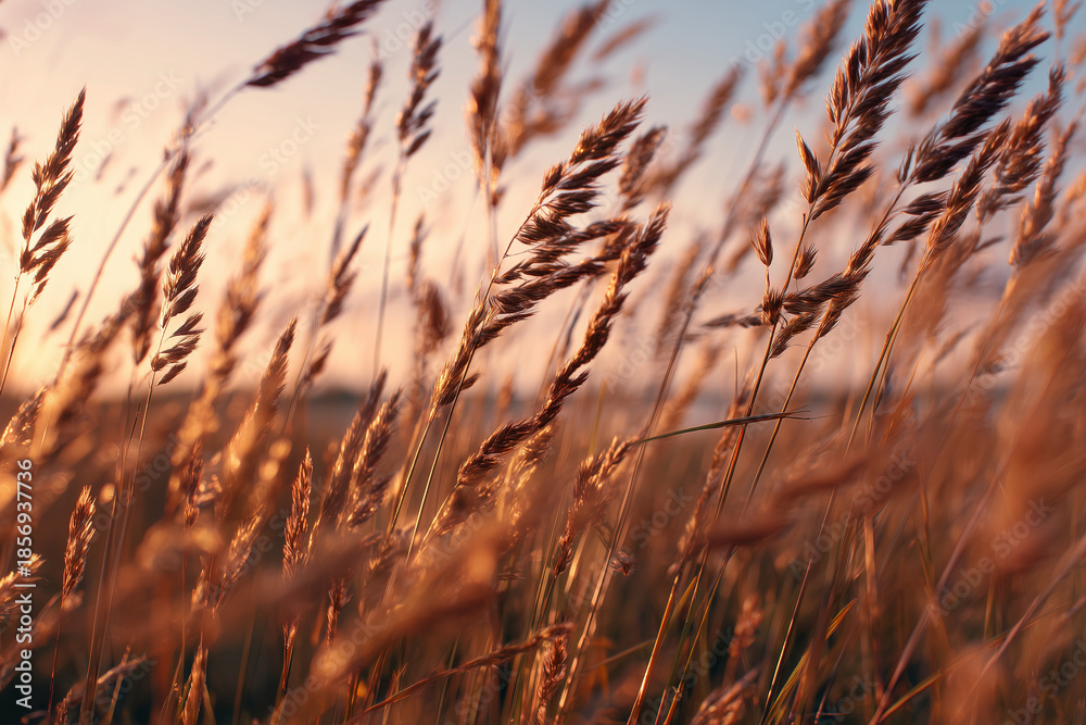 Fototapeta premium Golden Hour in a Field of Tall Grass