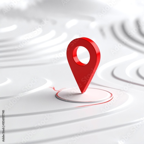 A vibrant red pin is prominently placed atop a cluster of smooth, white circles, creating a striking contrast that draws the eye and adds visual interest.