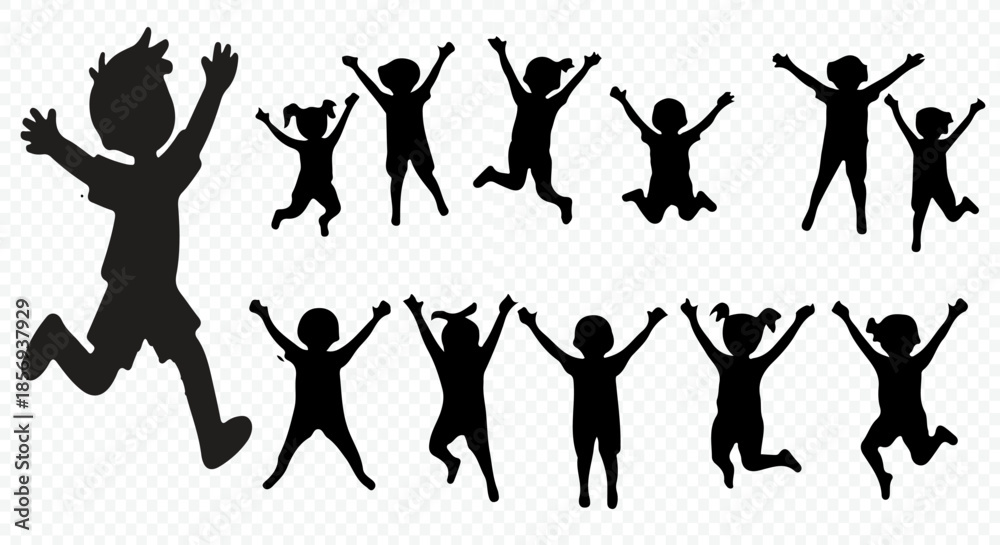 Fototapeta premium Children silhouettes Editable vector