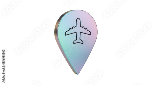 Airport location pin PNG isolated on transparent background, travel destination marker for maps and navigation apps