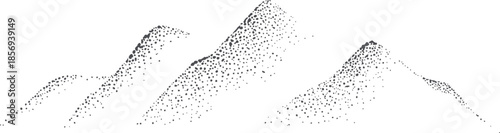 Minimalist black and white dot mountain range abstract
