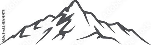 Minimalist black line mountain peak white