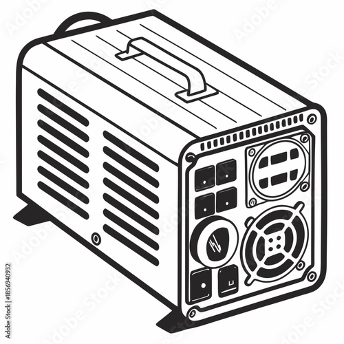 vector illustration of a black and white steam locomotive