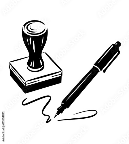 A fountain pen rests on a document with a signature, symbolizing agreement and official documentation.
