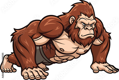 Gorilla Push Up Strength Fitness Illustration