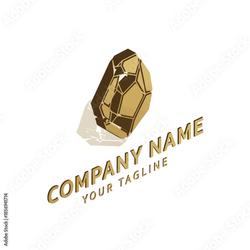 Gold 3D Shield Logo Design Template.