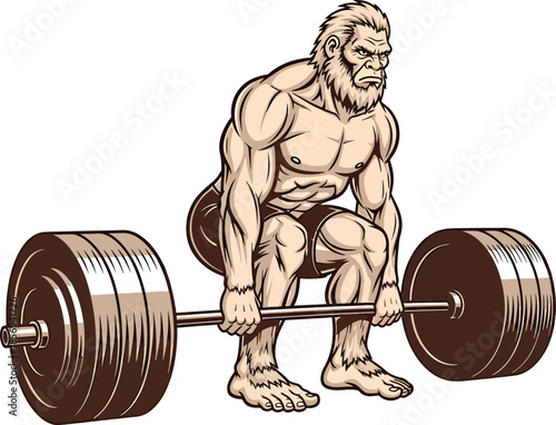 Gorilla Heavy Deadlift Strength Power Illustration
