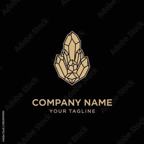 Golden Crystal Illustration Logo Design Element.