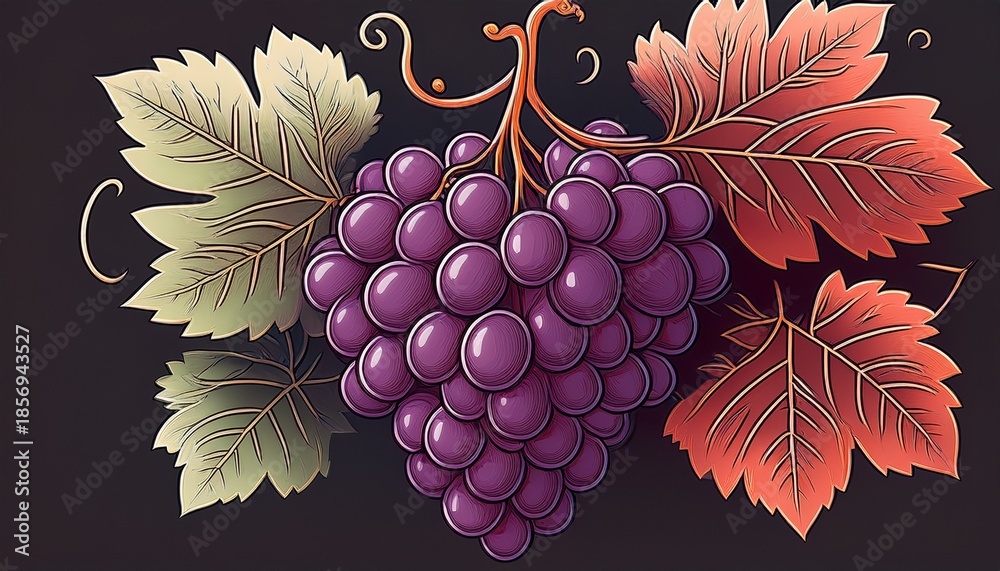 Obraz premium bunch of red grapes with leaves keywords grapes red bunch fr
