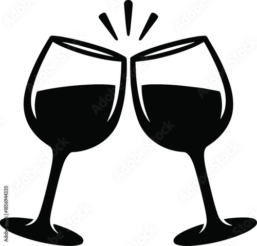 Clinking Wine Glasses Editable Vector AI File | Adobe Illustrator | Export to SVG, EPS, PDF, PNG, DXF, JPEG
