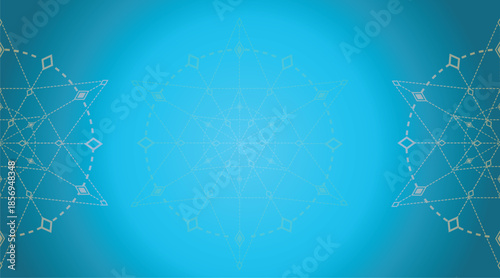 Abstract sacred geometry background cyan blue gradient with esoteric mystical star pattern design