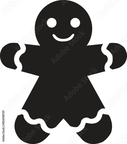 Simple Black Gingerbread Woman Silhouette on Transparent Background