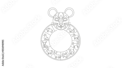 Chinese zodiac calendar wheel with mouse
