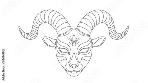 Goat head with horns illustration