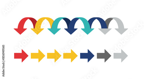 Collection of colorful arrow icons and symbols.