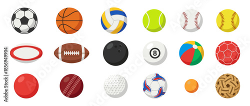 A collection of various sports balls, each with its own unique design and shape.