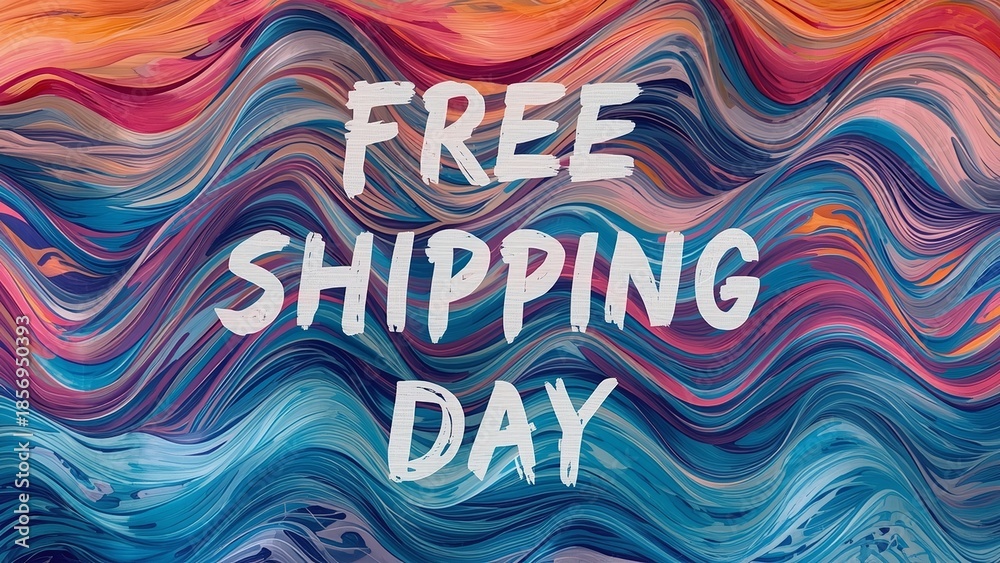 Fototapeta premium A colorful abstract background with the words Free Shipping Day written in white
