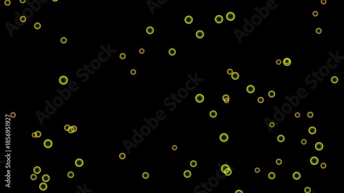 A dark background with scattered glowing golden circles resembling stars in a night sky