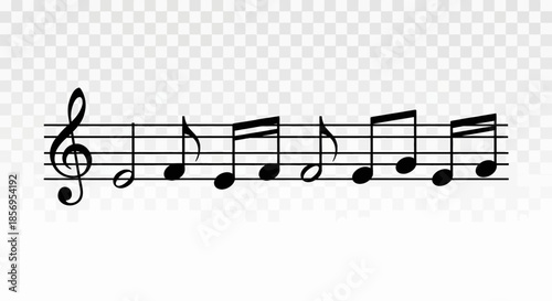 A musical staff with notes on a transparent background.