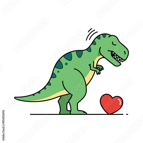 T-rex rejecting love, anti Valentine dinosaur attitude vector