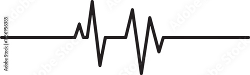 A simple black line graph depicting a fluctuating heartbeat waveform against a clean white background symbolizing life and health also transparent background