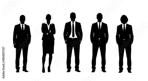 Silhouettes of business people standing.