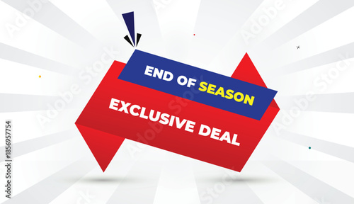 exclusive end of season deal editable eps format web banner vector art illustration template design red gradient shapes yellow bold font white gray gradient abstract illustration sunshine business bac