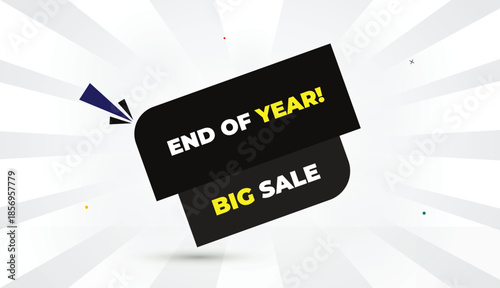 end of year big sale editable eps format web banner vector art illustration template design black gray shapes yellow bold font white gray gradient abstract illustration sun shine business background 4
