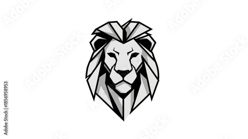 A geometric lion logo with a stylized mane and facial features, depicted in black lines on a white background with a modern and minimalist design aesthetic.