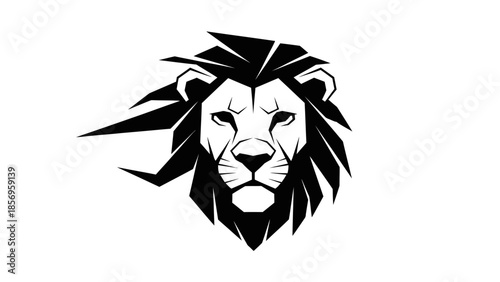 A geometric lion logo with a stylized mane and face, depicted in black and white against a clean white background.