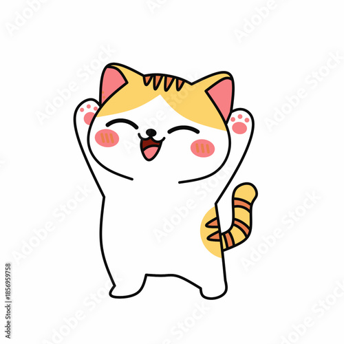 Cute cats in kawai style, happy cute vector Illustration