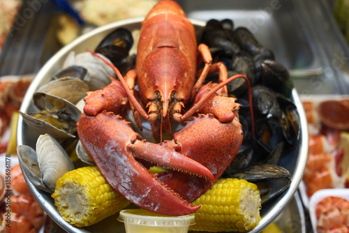 red fresh lobster as sea food