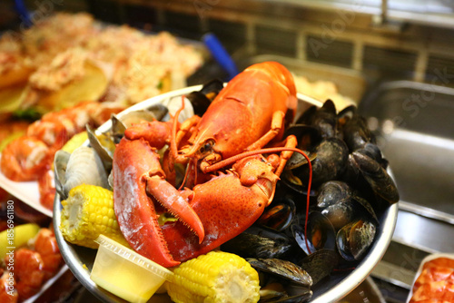 red fresh lobster as sea food
