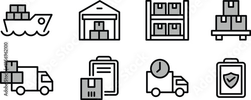 Vector Icon Pack log, tracking, trade, import, logistics for Websites, Mobile Apps, UI UX Projects